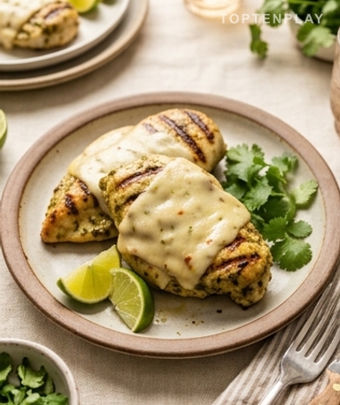 Poulet Grillé à la Salsa Verde et Fromage Fondant