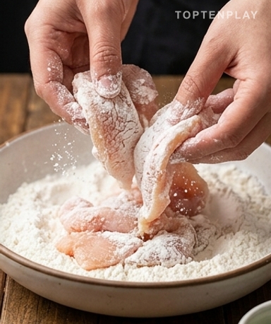 Tranchez le poulet aussi fin que vous pouvez