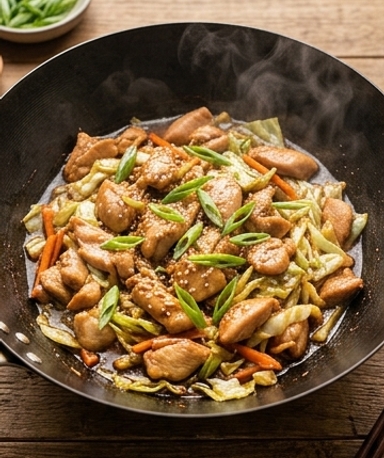 Poulet Sauté à l'Ail et Chou Fondant