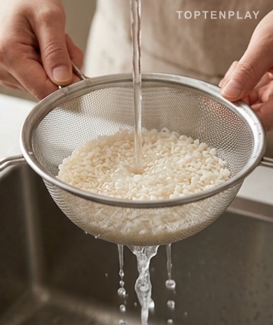 Den Reis waschen — überspringen Sie diesen Schritt nicht