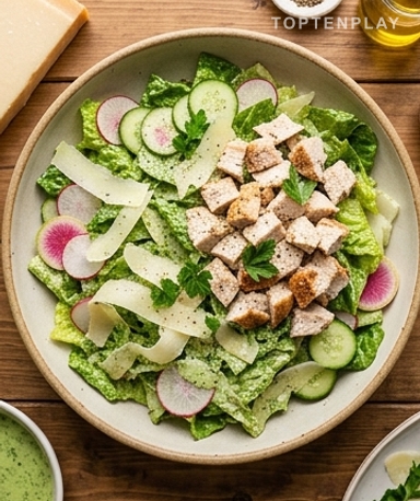 Salade Caesar Green Goddess au Poulet Rôti