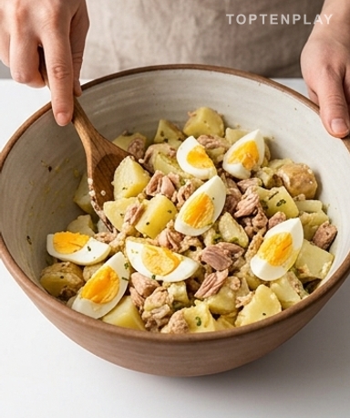 Kochen Sie die Kartoffeln im Ganzen, mit Schale