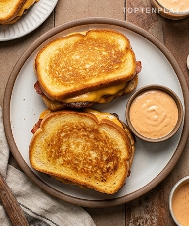 Gegrilltes Bang-Bang Cheeseburger Sandwich