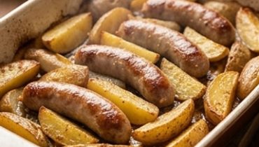 Saucisses de volaille & pommes de terre rôties à la moutarde : le plat du soir qui régale tout le monde