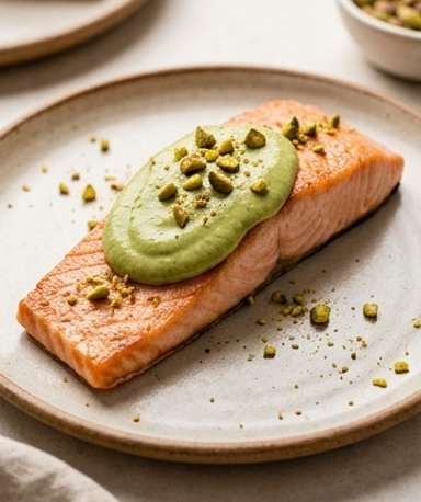 Saumon à la crème de pistache