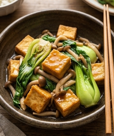 Sauté de Bok Choy et Tofu à la Sauce Gingembre-Ail