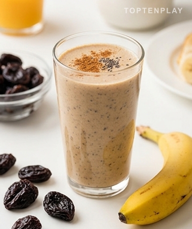 Smoothie Énergie & Éclat : La Recette aux Pruneaux, Avoine et Graines de Chia