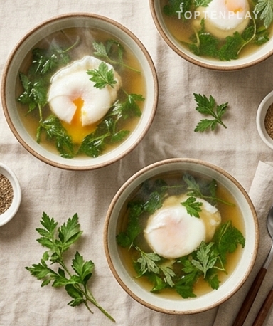 Soupe aux œufs pochés et armoise : le bol qui réveille le corps en douceur