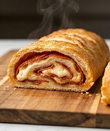 Stromboli Doré au Pepperoni et Mozzarella Fondante