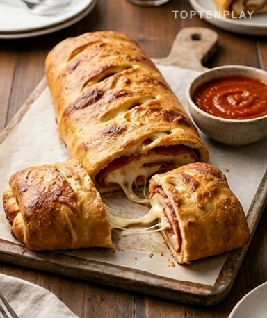 Stromboli Doré au Pepperoni et Mozzarella Fondante