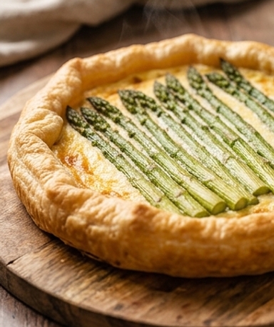 Tarte feuilletée aux asperges vertes et ricotta