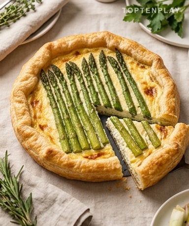 Tarte feuilletée aux asperges vertes et ricotta : la quiche de printemps qui change tout