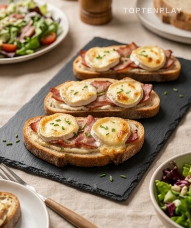 Tartines au chèvre fondant et lardons croustillants : apéro ou dîner en 30 minutes