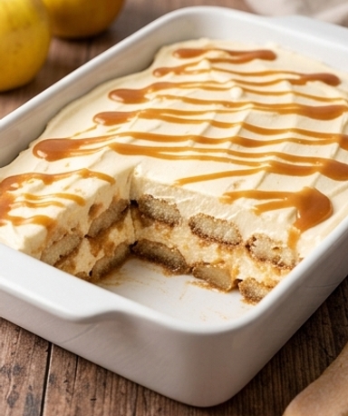 Tiramisu Caramel Beurre Salé et Pommes Poêlées