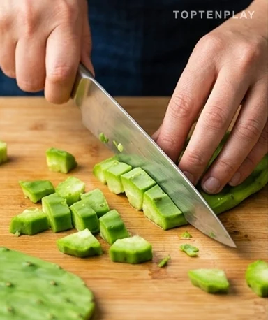 Nettoyez le nopal sans vous planter les doigts