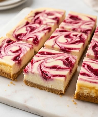Barres Cheesecake Tourbillonnées à la Framboise