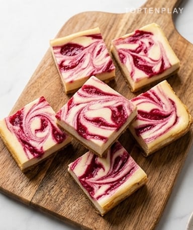 Barres Cheesecake Tourbillonnées à la Framboise