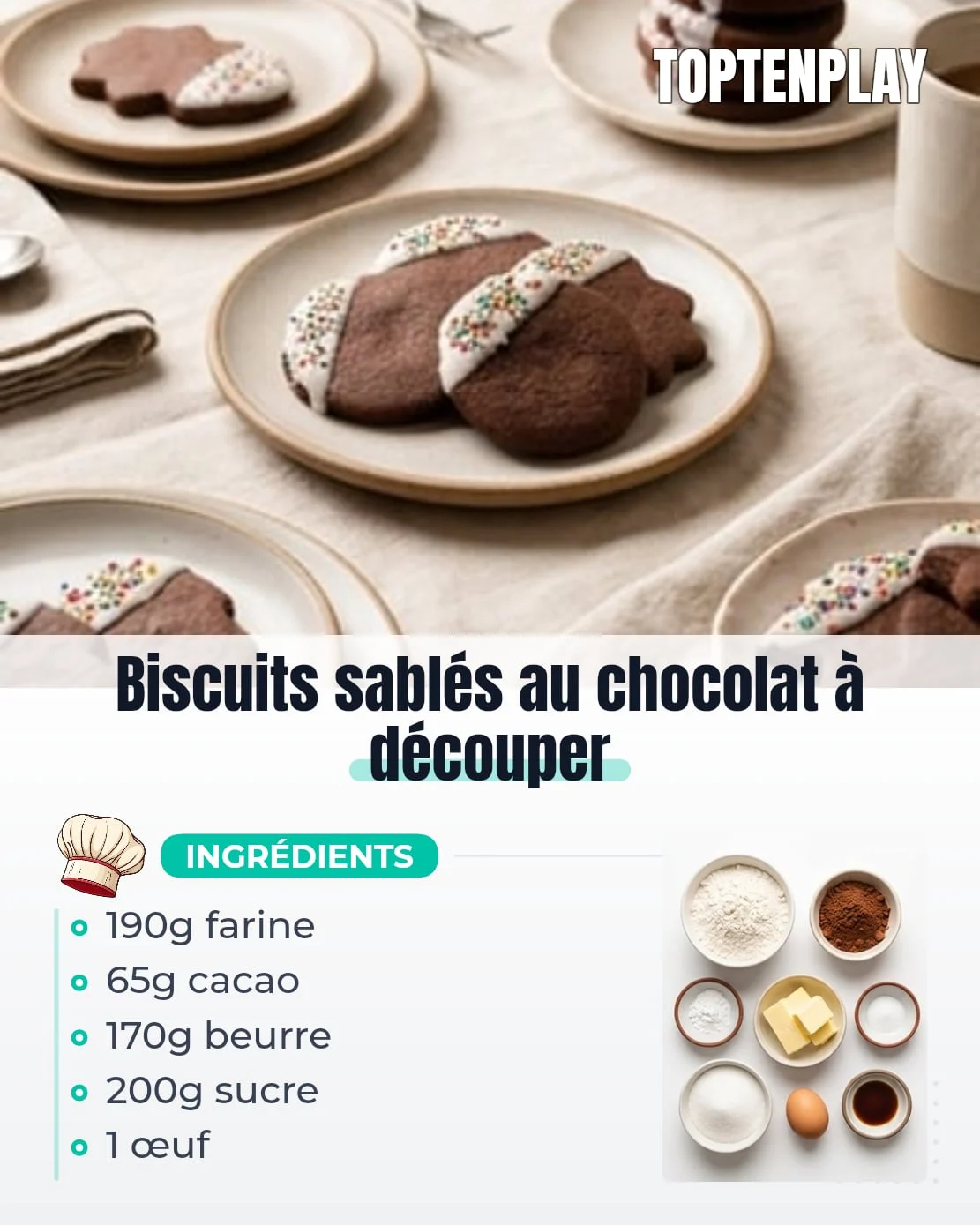 Biscuits sablés au chocolat à découper