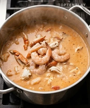 Add the seafood at the end to keep it tender