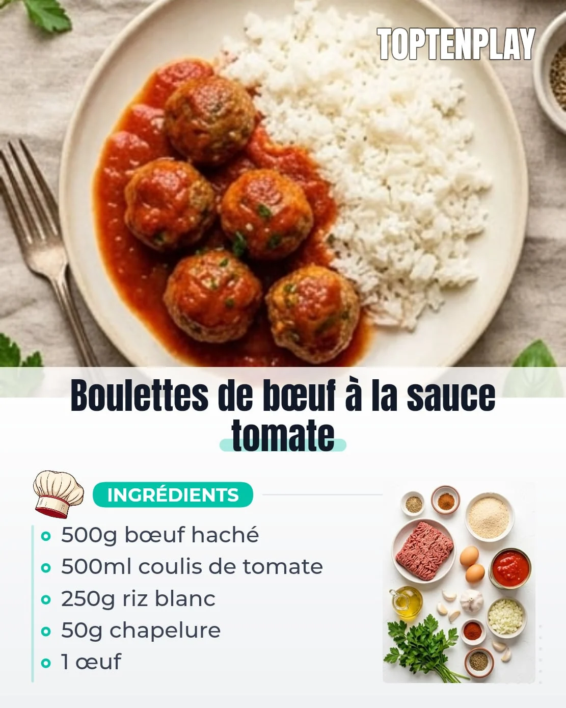Boulettes de bœuf à la sauce tomate