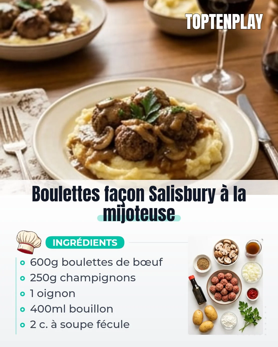 Boulettes façon Salisbury à la mijoteuse