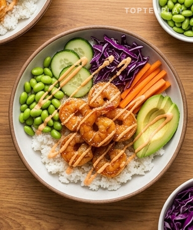 Bowl de crevettes sauce miel-sriracha : le bol qui change tout en 15 minutes