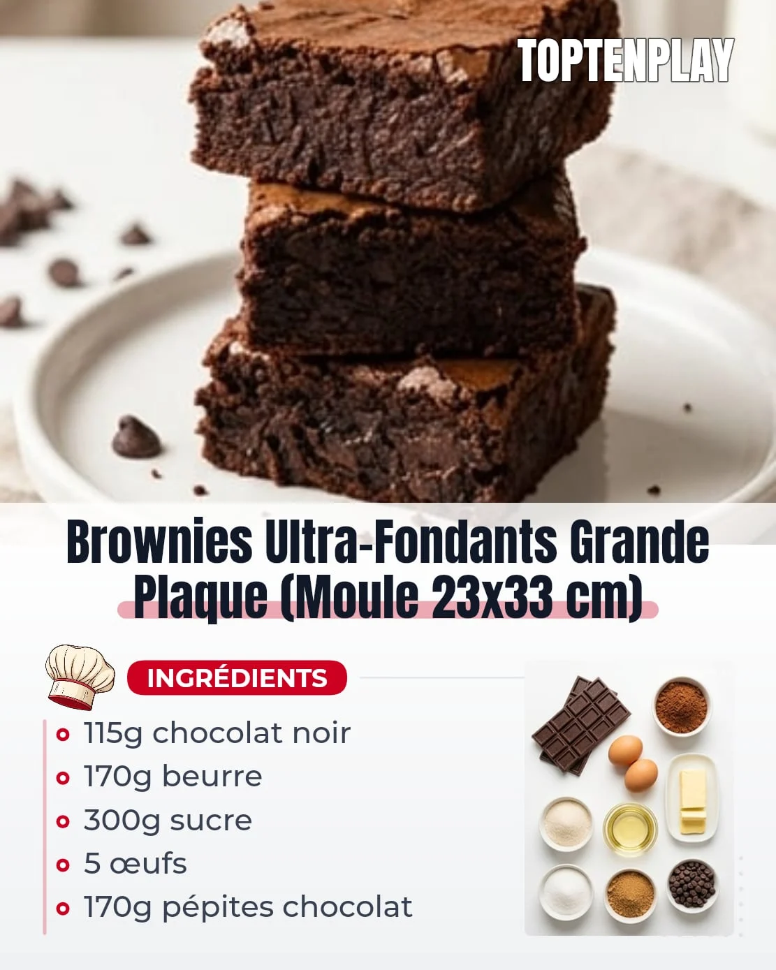 Brownies Ultra-Fondants Grande Plaque (Moule 23×33 cm)