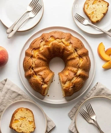 Cake façon peach cobbler aux pêches et aux épices