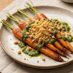carottes-fanes-roties-au-pesto-et-crumble-croustil cover