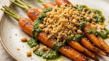 carottes-fanes-roties-au-pesto-et-crumble-croustil cover
