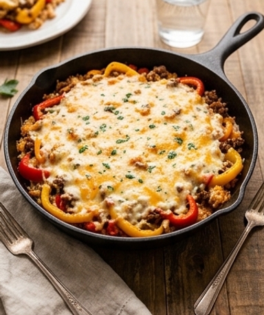 Casserole de poivrons farcis au bœuf