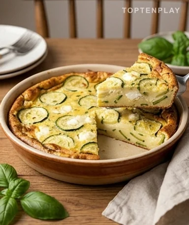 Clafoutis courgettes-chèvre à la moutarde citron-basilic