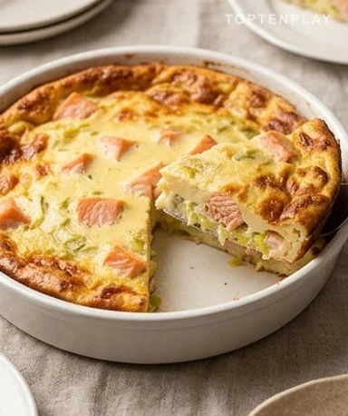 Clafoutis salé saumon et poireaux : moelleux, fondant et terriblement réconfortant