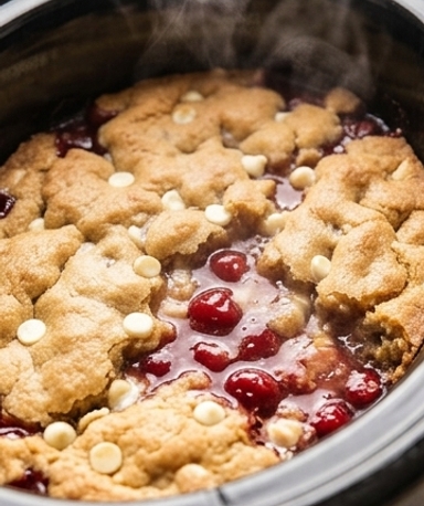 Cobbler Cookie Fondant aux Fruits Rouges à la Mijoteuse