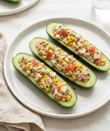 Concombres Farcis au Thon, Surimi et Maïs