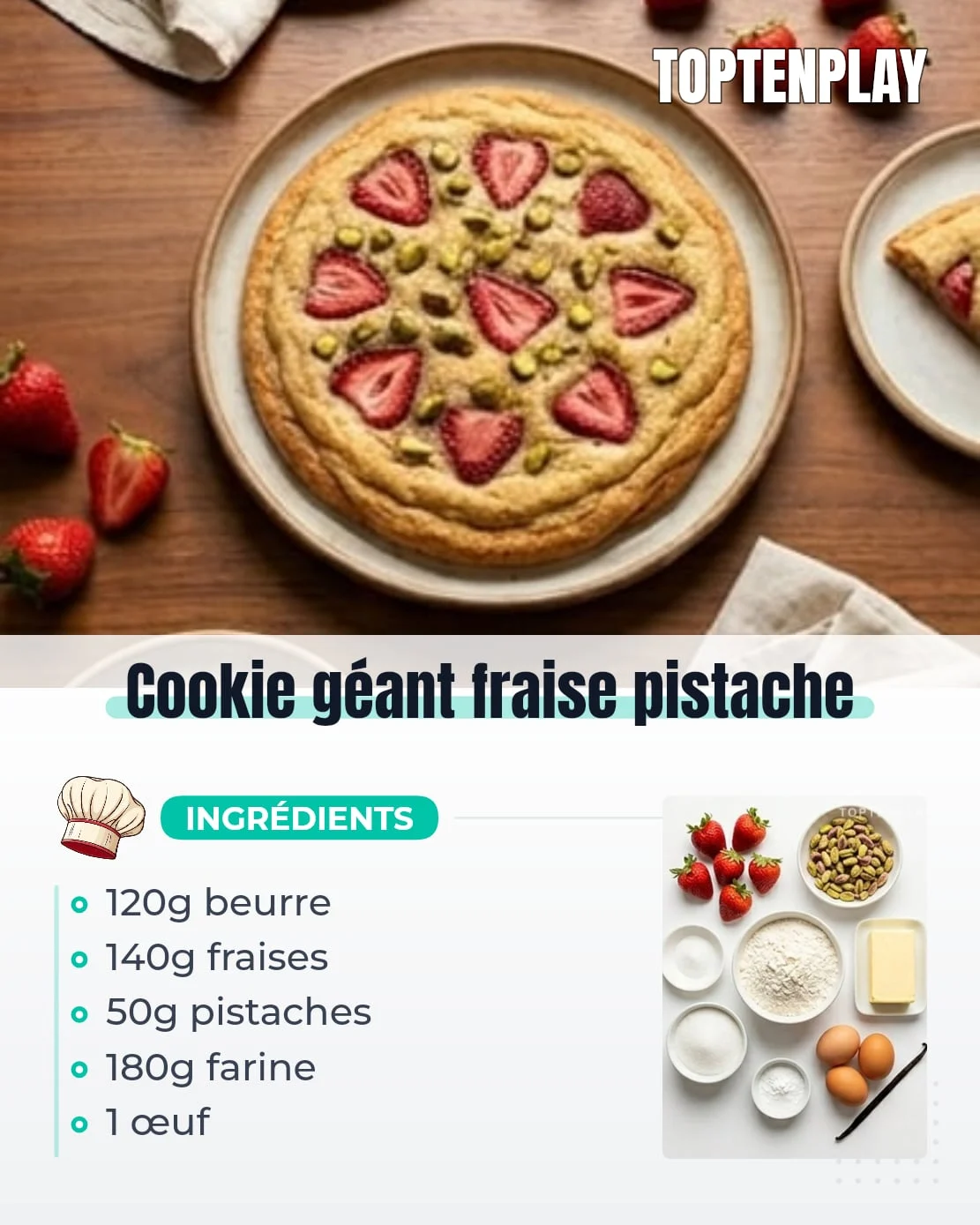 Cookie géant fraise pistache