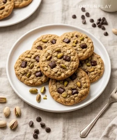 Cookies avoine, pistaches et chocolat noir : croustillants dehors, fondants dedans