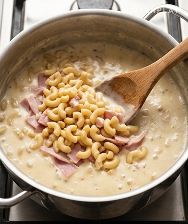 Le moment où tout arrive dans la casserole