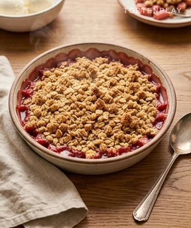 Crumble à la rhubarbe : la garniture fondante et le croustillant à l'avoine qui changent tout