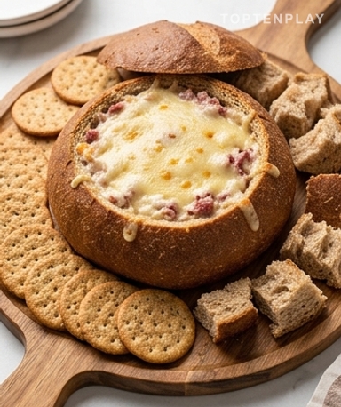 Dip Reuben dans un Bol de Seigle : le Fromage Fondu qui Disparaît en Premier