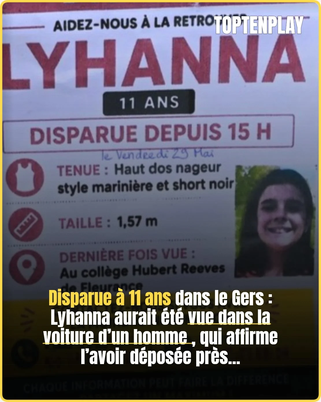 Disparition de Lyhanna : un suspect en garde à vue dans le Gers