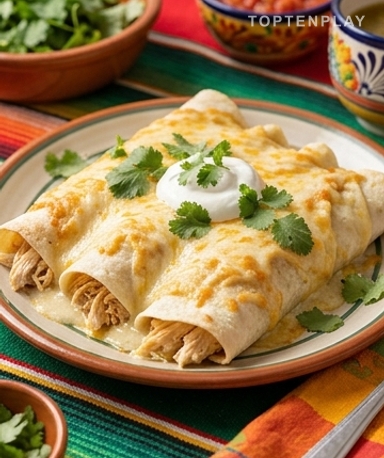 Enchiladas au Poulet et Sauce Crème Fraîche Maison