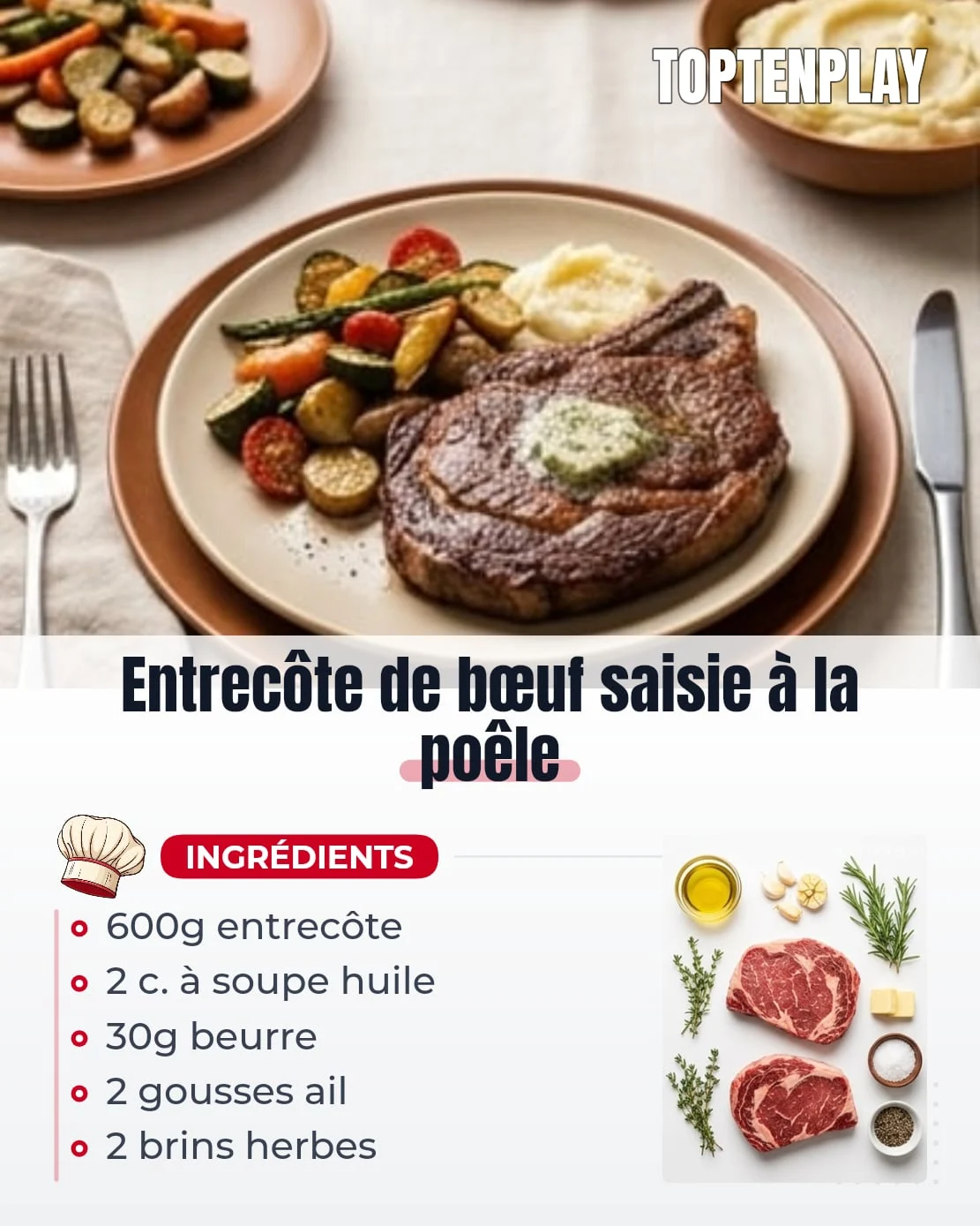 Entrecôte de bœuf saisie à la poêle