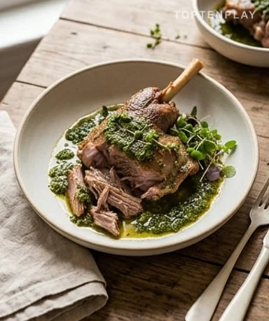 Épaule d'agneau de lait confite, sauce zaatar