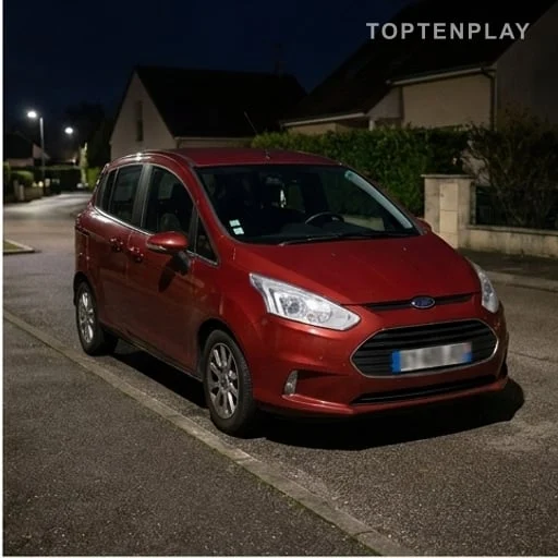 La piste d’un véhicule rouge