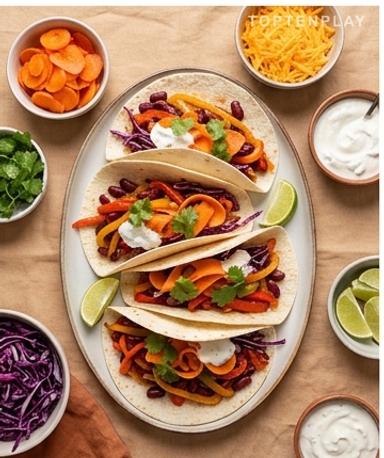 Fajitas aux poivrons et pickles de carottes maison