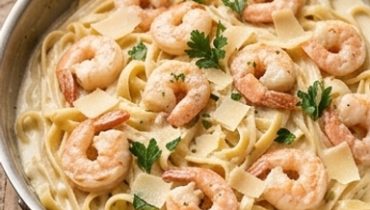 fettuccine-alfredo-aux-crevettes-en-un-seul-plat cover