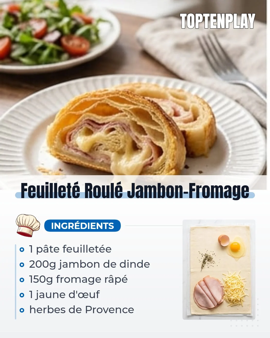 Feuilleté Roulé Jambon-Fromage