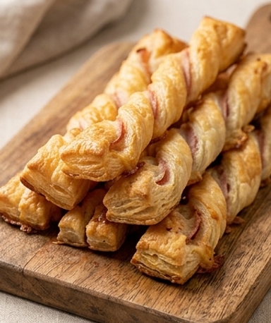 Feuilletés torsadés jambon-fromage