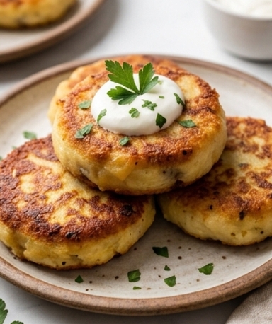 Galettes de pommes de terre farcies au bœuf et fromage fondu